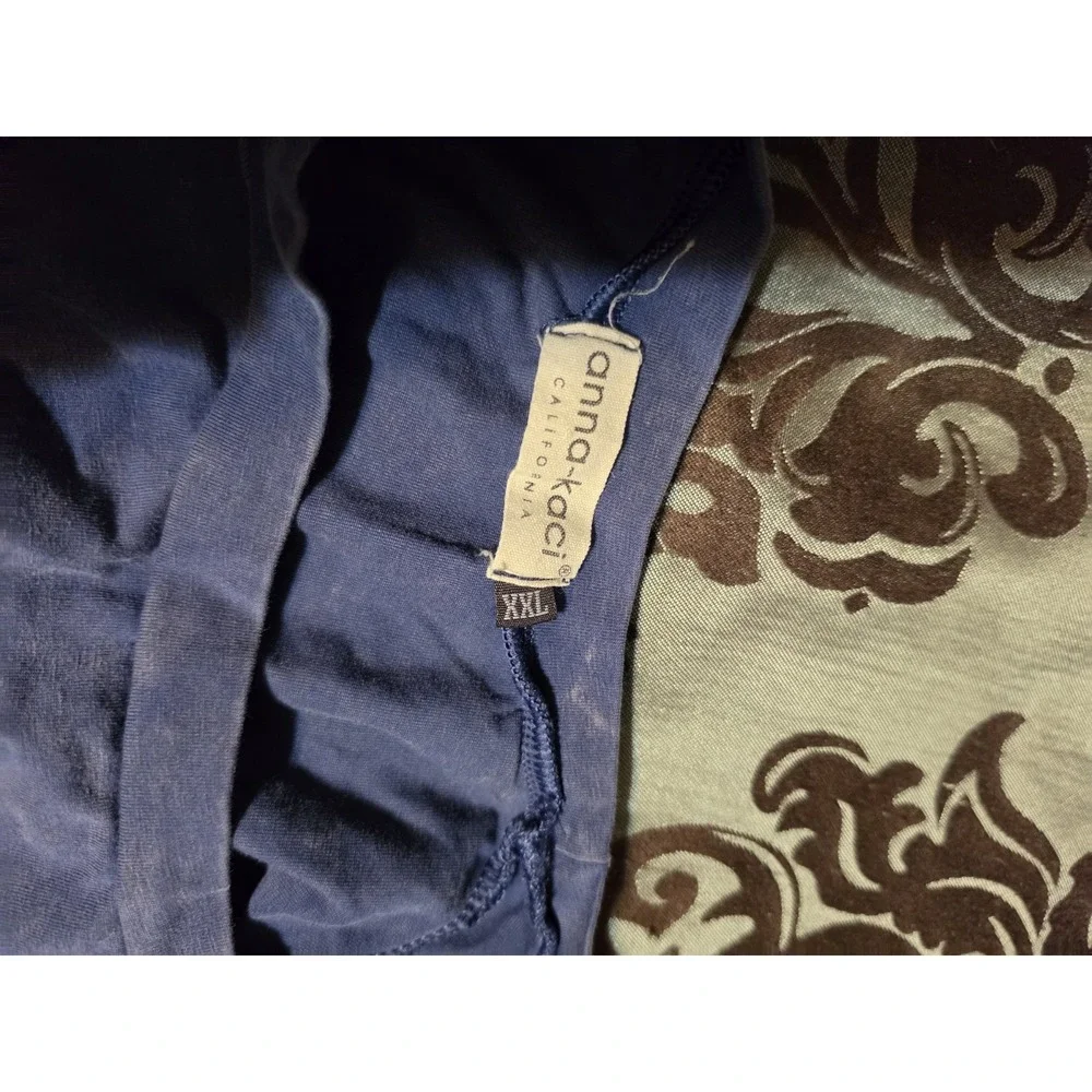 Anna Kaci 2XL Ripped Out Faded Blue Long Sleeve Top - Picture 3 of 4